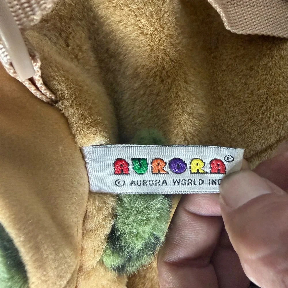 Aurora World Plush Sea Turtle Backpack Green Tan Shell Adjustable Straps 15in